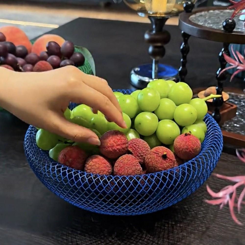 Nordic Style Double-layer Fruit Basket Iron Metal Fruit Tray INS Style Mesh Storage Tray  Kitchen