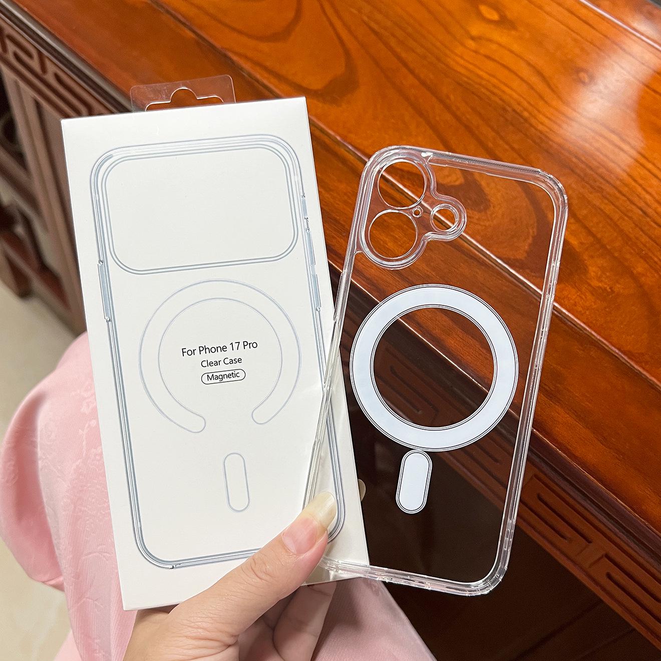 

Магнитный акриловый чехол для iPhone 15 Pro, совместимый с MagSafe, противоударный и прозрачный 17 Pro Max