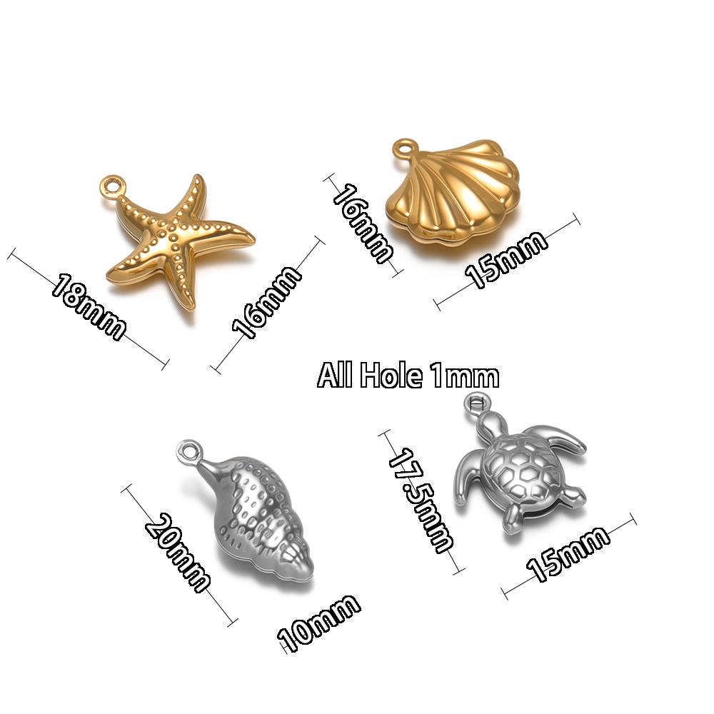 20pcs Stainless Steel Hollow Seashell Conches Turtle Charms Pendant  for DIY Jewelry Bracelet Necklace Findings Earrings Making