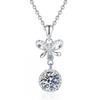 Womens Moissanite Tassel Bow Necklace Dainty Jewelry