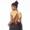 European American Crop Tops: Short Sleeve, Navel-Baring, for Yoga & Running with Pocket & Chest Pads