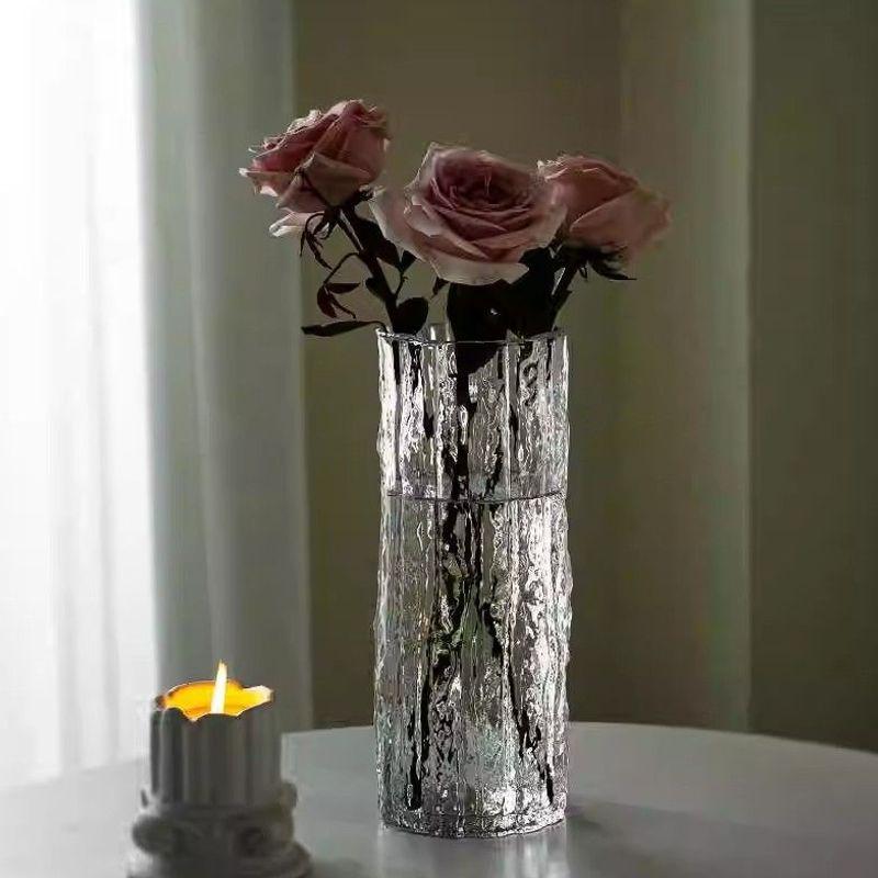 Large Luxury Transparent Glass Vase for Bamboo & Dried Flowers - Living Room Desktop Decoration