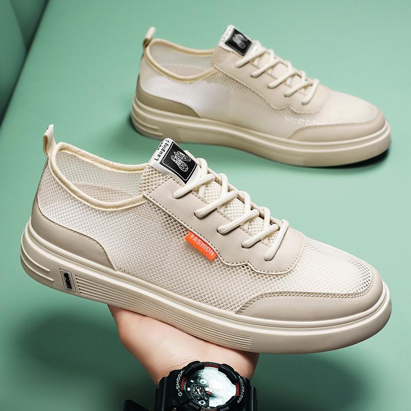 Summer Men Mesh Lightweight Sports and Casual Walking Shoes with  Pockets 2025 Breathable Flat Skate Shoes Zapatillas Hombre