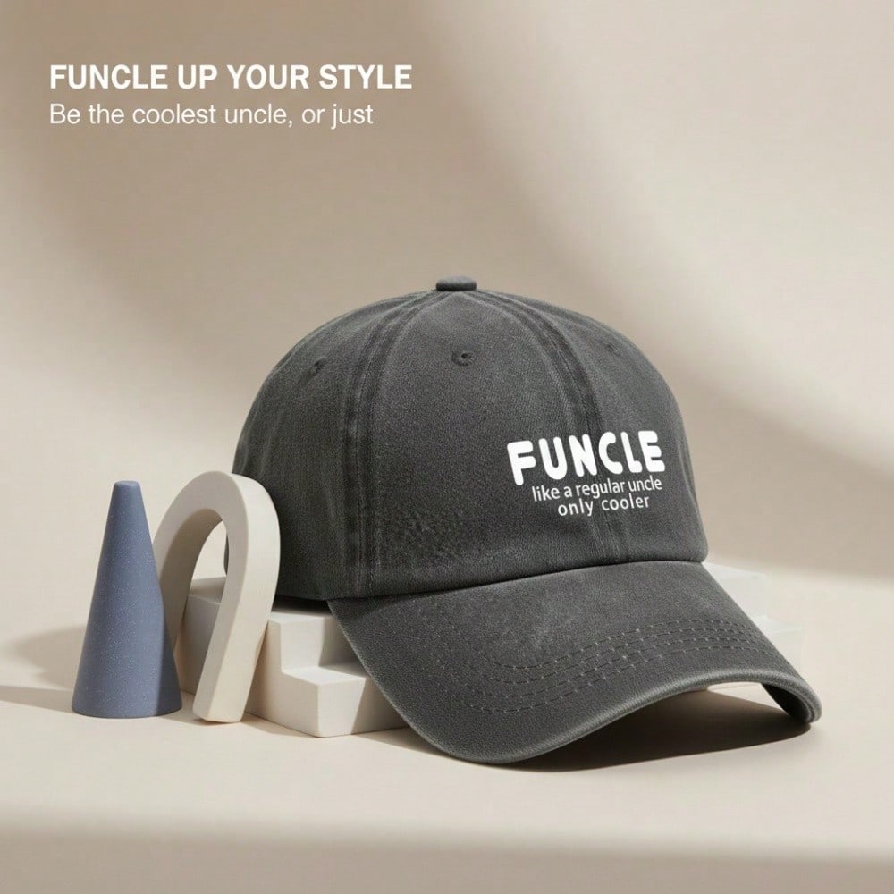 [Unisex Baseball Cap] Funcle Print Adjustable Hat Breathable Soft Fabric Casual Vintage Daily Wear Gift For Uncle