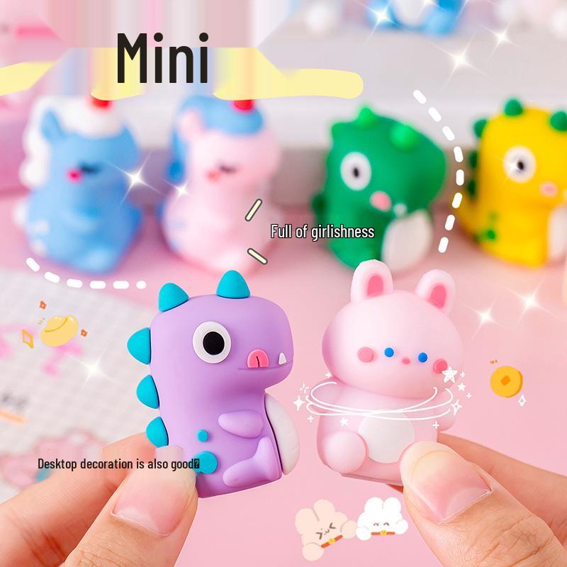 Portable Cute Cartoon Pencil Sharpener with Eraser for Primary Students - Stationery Gift