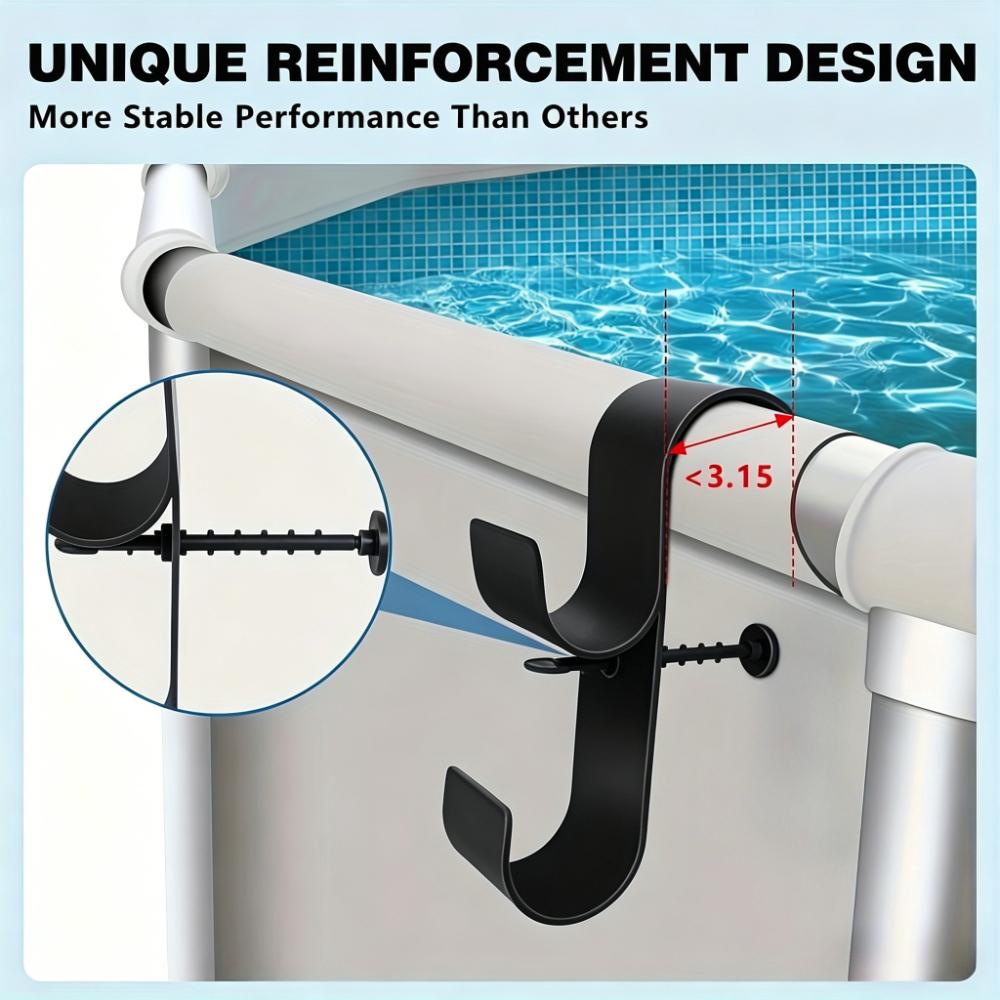2 Soportes Ajustables para Poste de Piscina - Plástico Duradero, Perfectos para Piscinas Elevadas, Incluye Accesorios de Red para Piscina y Gancho para Cepillo, Accesorios para Piscina