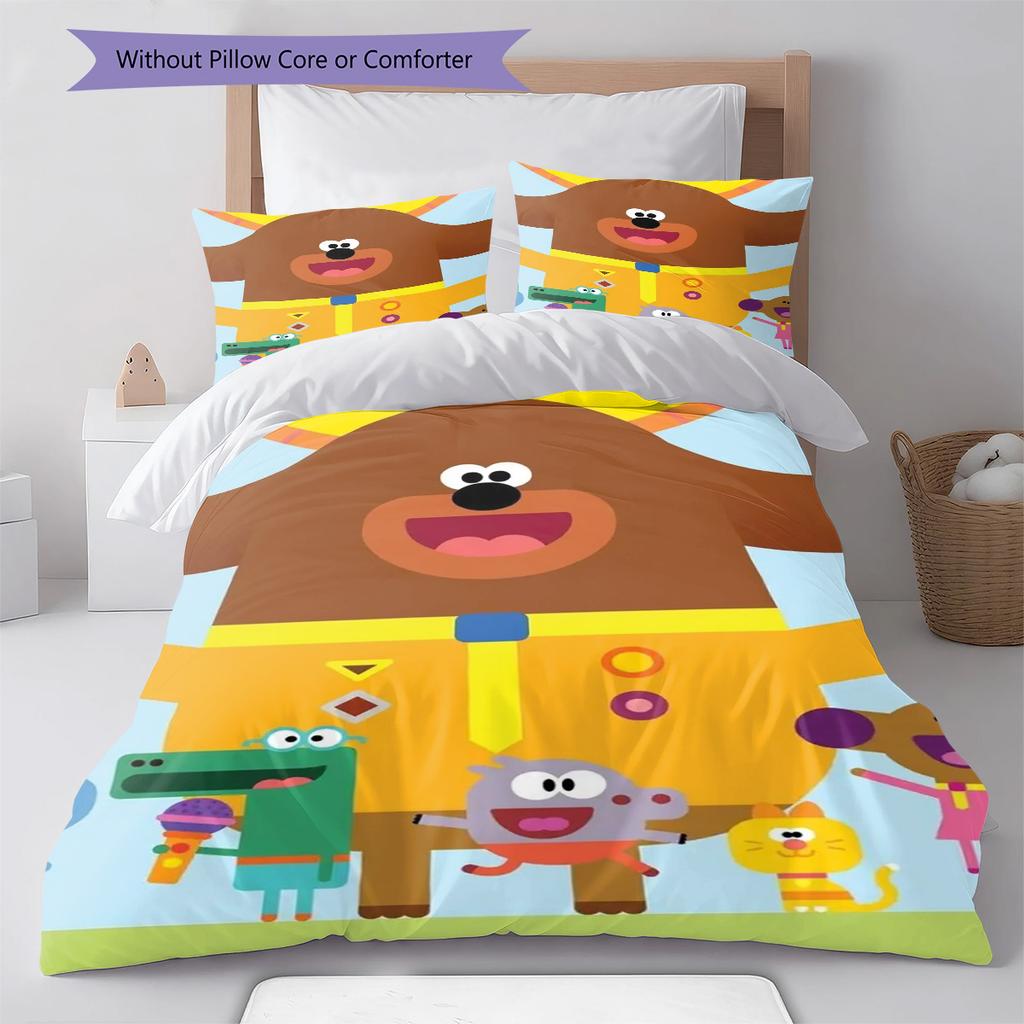 Hey Duggee Muster Bettwäsche, Steppbett Set Bettbezug Kissenbezug Zuhause Geburtstagsgeschenk (1 Bettbezug + 2 Kissenbezüge, ohne Füllung)