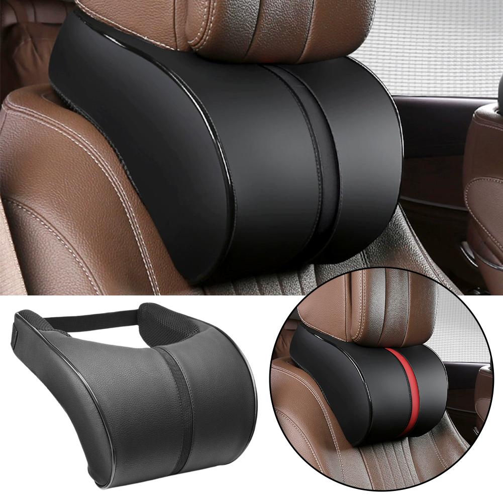 Leather Memory Foam Car Neck Pillow, Ergonomic Headrest Massage Cushion for Seat, Travel Head Support Car Accessories