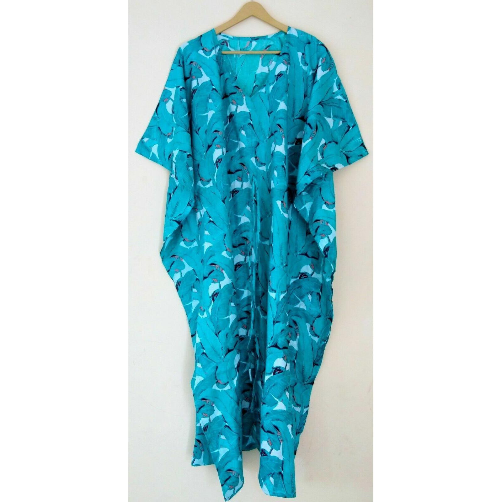 

Индийское бирюзовое длинное хлопковое платье с принтом в виде листьев, макси-женское платье-кафтан CKFTN-SCRN-FULL-BUYIT-056