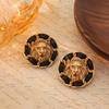 Animal Weaving Lion Head Earrings Three-dimensional Retro Vintage High-end Palace Fashion