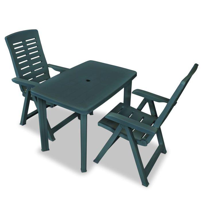 VidaXL Mobilier de Bistro 3 pcs Salon de Jardin Table et Chaises de Salle à Manger Mobilier de Terrasse Patio Extérieur 275078