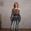 UNIFREE 2025 Autumn Low-Waist Washed Distressed Wide-Leg Flare Jeans