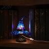 Halloween Decoration Lamp Witch Hat Table Lamp, USB Powered LED Bedside Light, Resin Gothic Night Light for Bedroom, Living Room, Shelf Decor