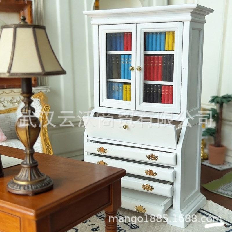 Bookcase Miniature Wooden Cabinet For Dollhouses Bedroom Living Room Decors DIY Craft Project Tiny House Furniture