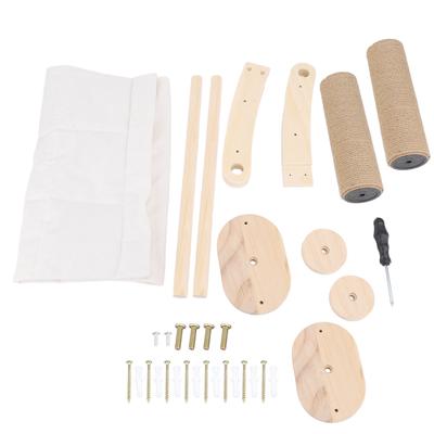 Cat Wall Steps with Hammock Multi Layer Stable Safe Support Wall Mounted Space Saving Birch Wood