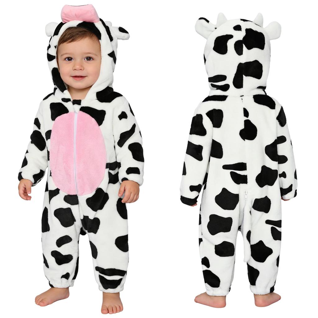 Unisex Toddler Animal Jumpsuit: Complete 3D Tail Costume with Hood, Zip-Up Long Sleeve for Theme Party & Home Play