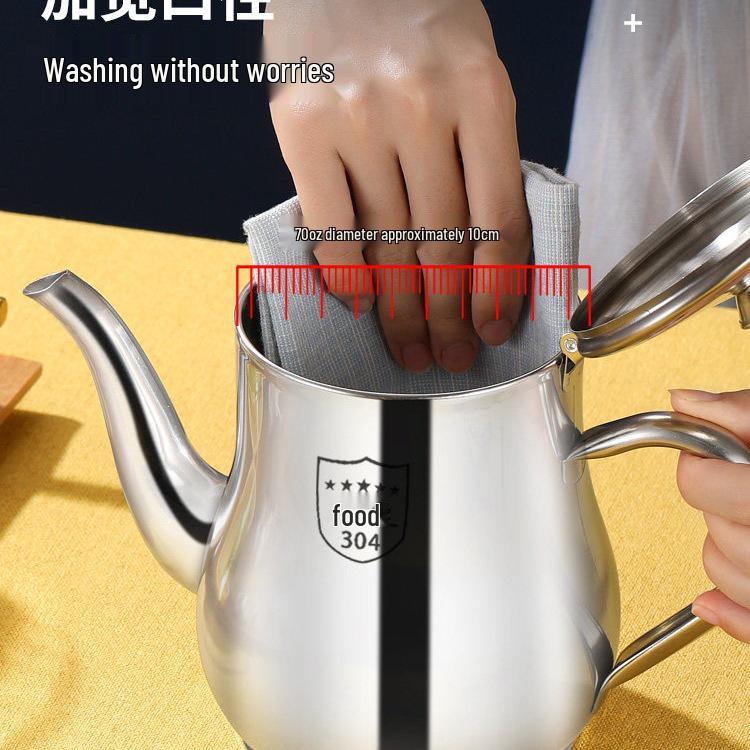 304 Stainless Steel Oil Pot with Filter Screen - Food Grade, No Drip, 3 Jin Capacity for Kitchen Use