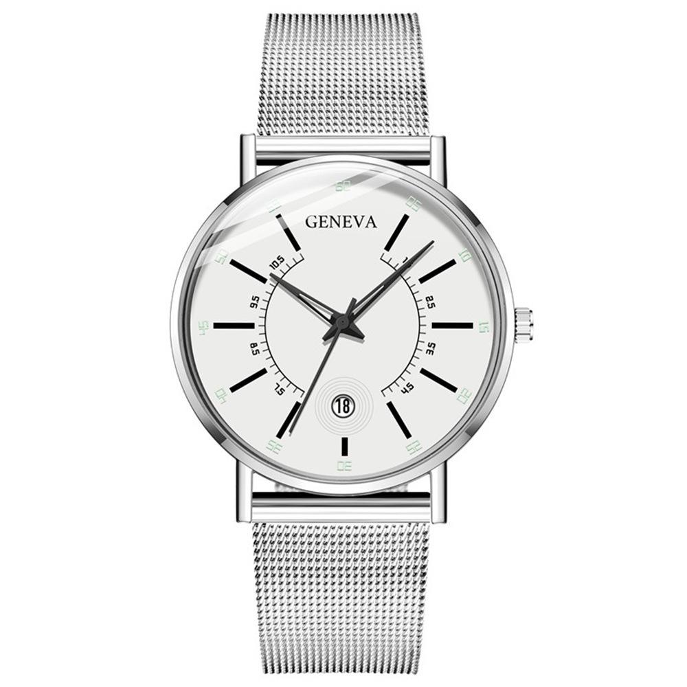Wish Dashboard Men's Mesh Strap Watch with Blue and Red Hands and Calendar