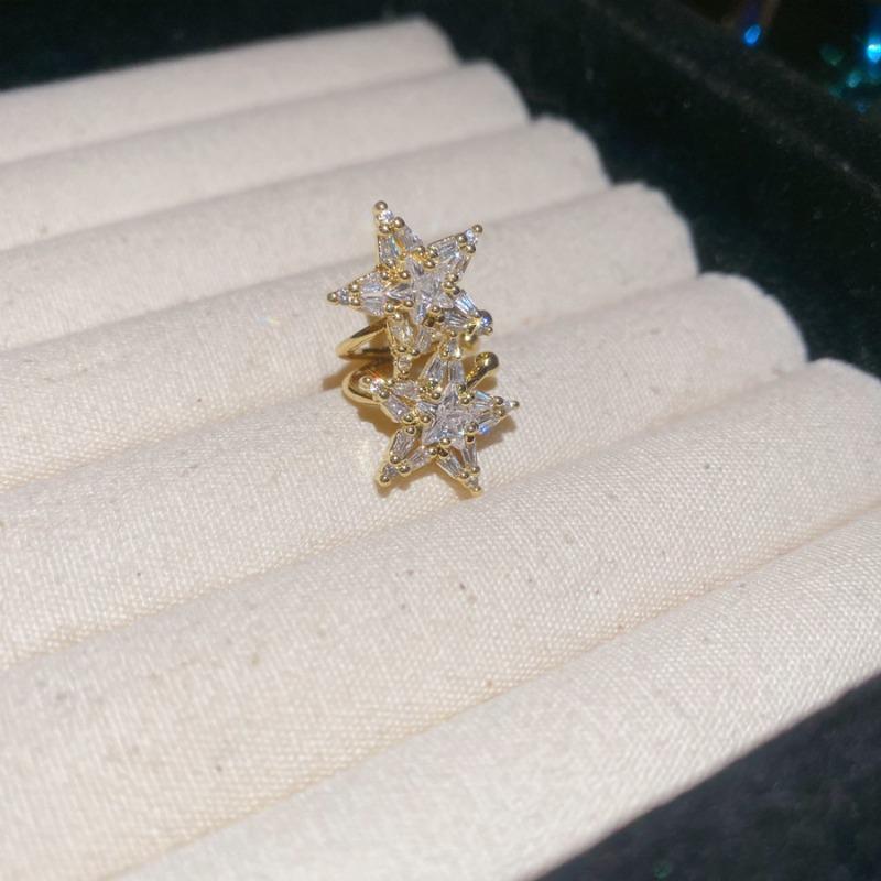 Zircon simple star no ear piercings earbone clip niche design fashion earclip earrings light luxury high-end earrings women