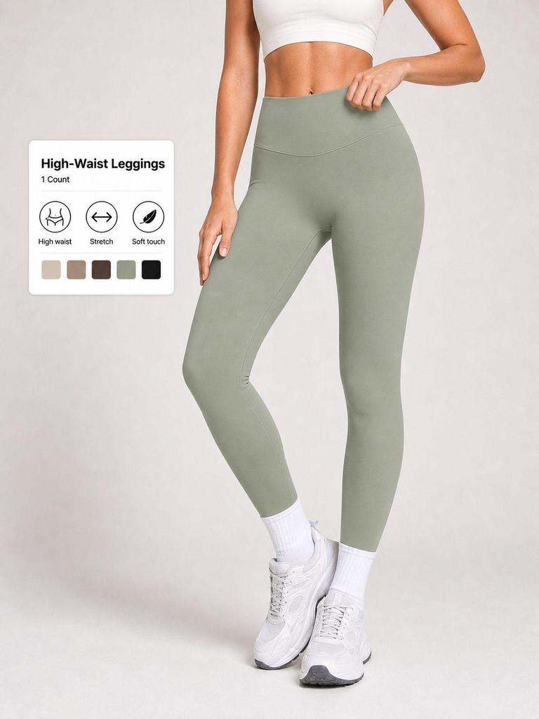 High-Waisted Peach Fitness Leggings for Women - Quick-Dry Yoga & Running Wear