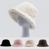 New Women Bucket Hat Faux Fur Autumn And Winter Warm Panama Plush Fashion Female Hats Casual Fisherman Caps For Ladies