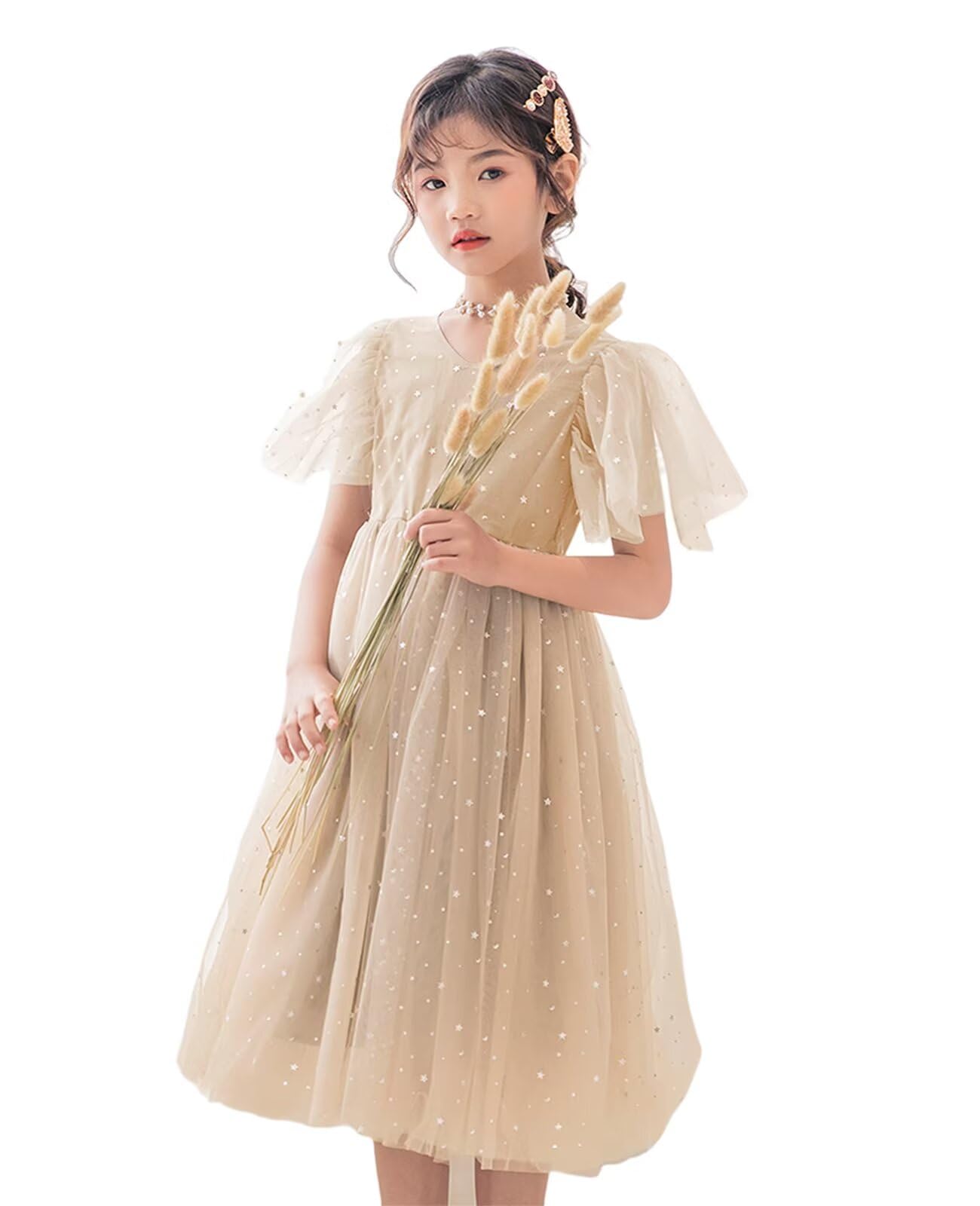 

Платье для девочек, формальное, детское, с узором «звезды», для детского сада, на вход, [Kayiyasu], платье, рецитал, детское цельное платье, платье, украшение, элегантное, концерт,