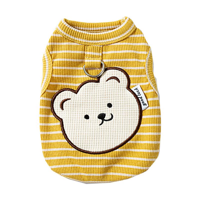 ins wind cat clothes spring and summer new crooked mouth bear striped vest blue cat kitten dog pet clothes