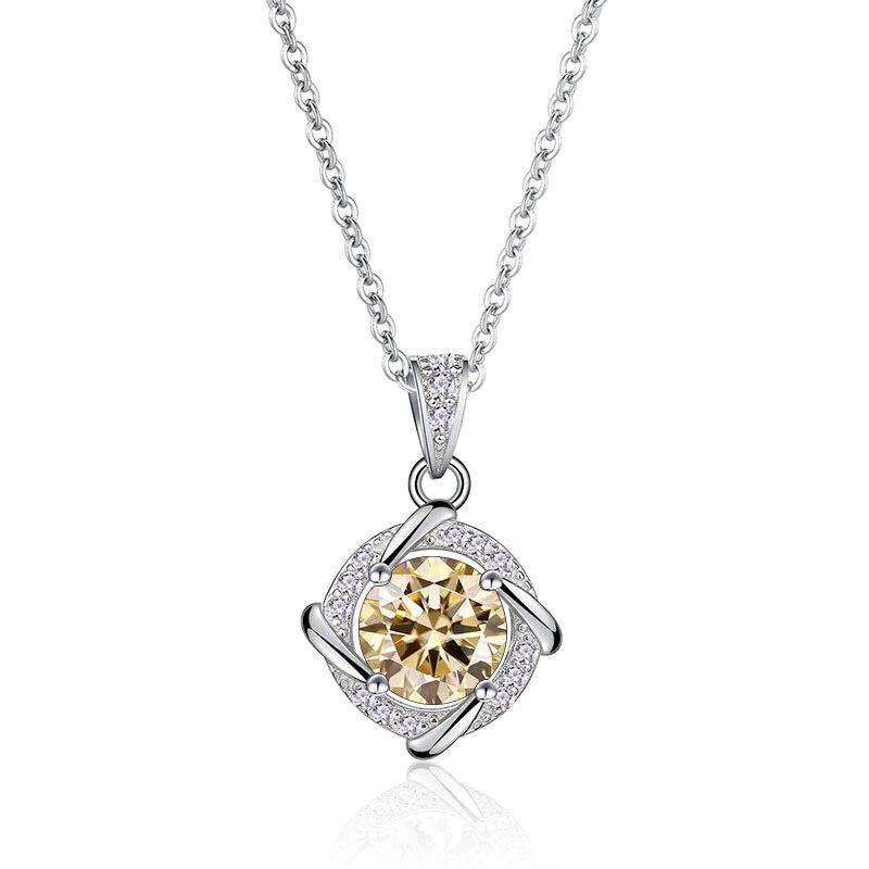 

Bague Ringen 1 карат Муассанит ожерелье для женщин Высочайшее качество 100% стерлингового серебра 925 пробы Свадебная вечеринка Свадебные ювелирные украшения 45cm жёлтый