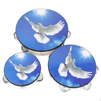 3Pcs 6in 8in 10 In Dove Double Row Tambourine for Adults Hand Bell Music Percussion Instrument