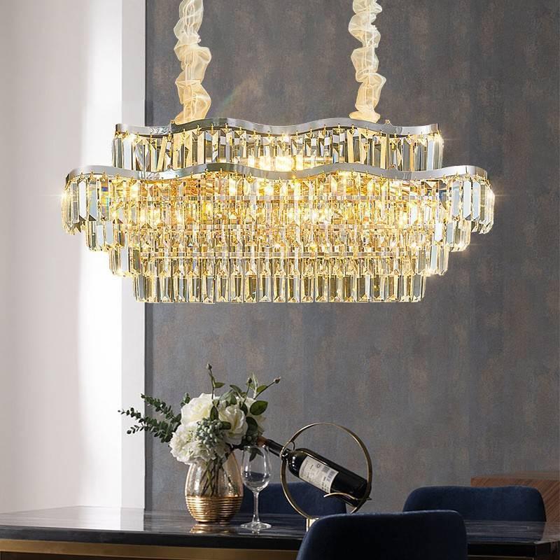 Postmodern Retro Wave Crystal Chandelier for Living Room, Bedroom, or Dining Light - Eye Protection & Atmospheric Design