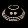 Set de Joyería de 3 Piezas para Mujer con Collares Multicapa, Pendientes y Pulseras, Accesorios para Bodas y Fiestas