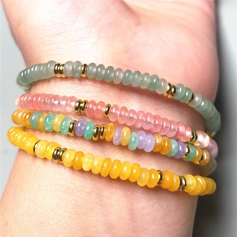 Natural Dongling Jade Abacus Bead Clavicle Chain Fresh Niche Premium Watermelon Tianhe Jade Tablet Bead Necklace Fashion 4.5mm disc beads