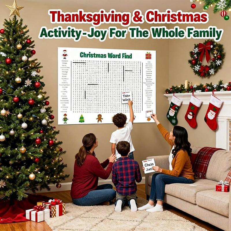Christmas Word Search Poster – Wall Game, Poster-Size Word Search, Christmas Activity Poster For Families, Christmas Game