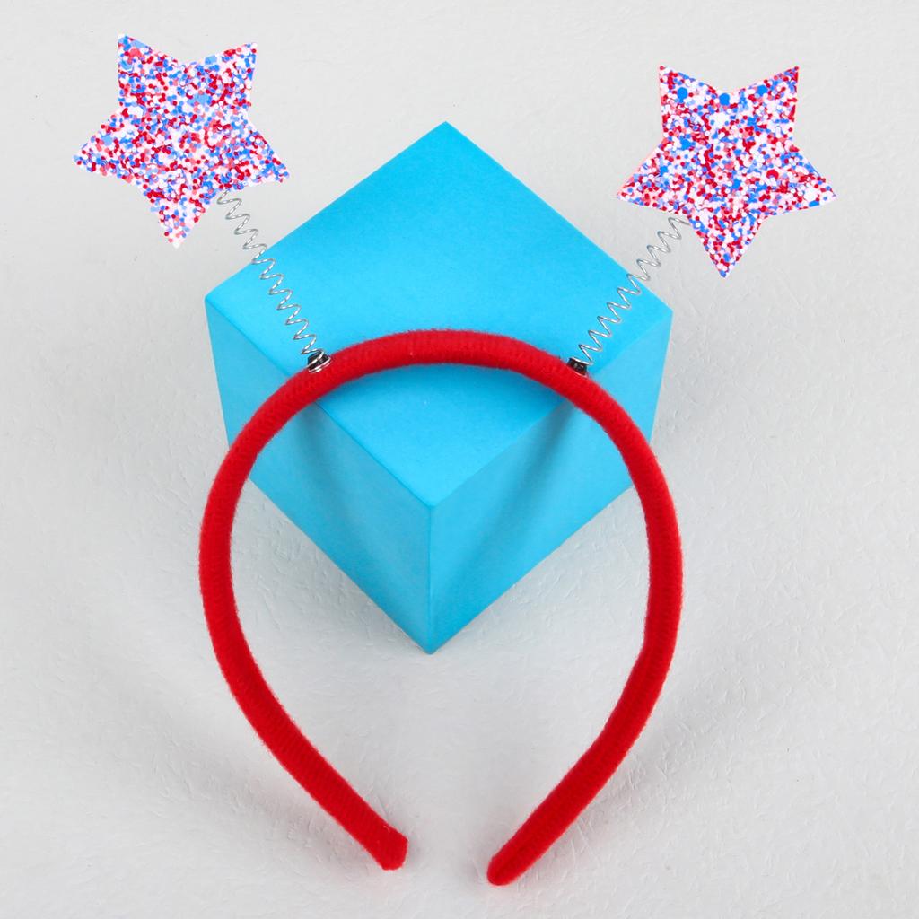 Independence Day Headbands Satr Shape with Shiny Glitter Deisgn 4th of July Hair Band Patriotic Holiday Party Hair Accessories