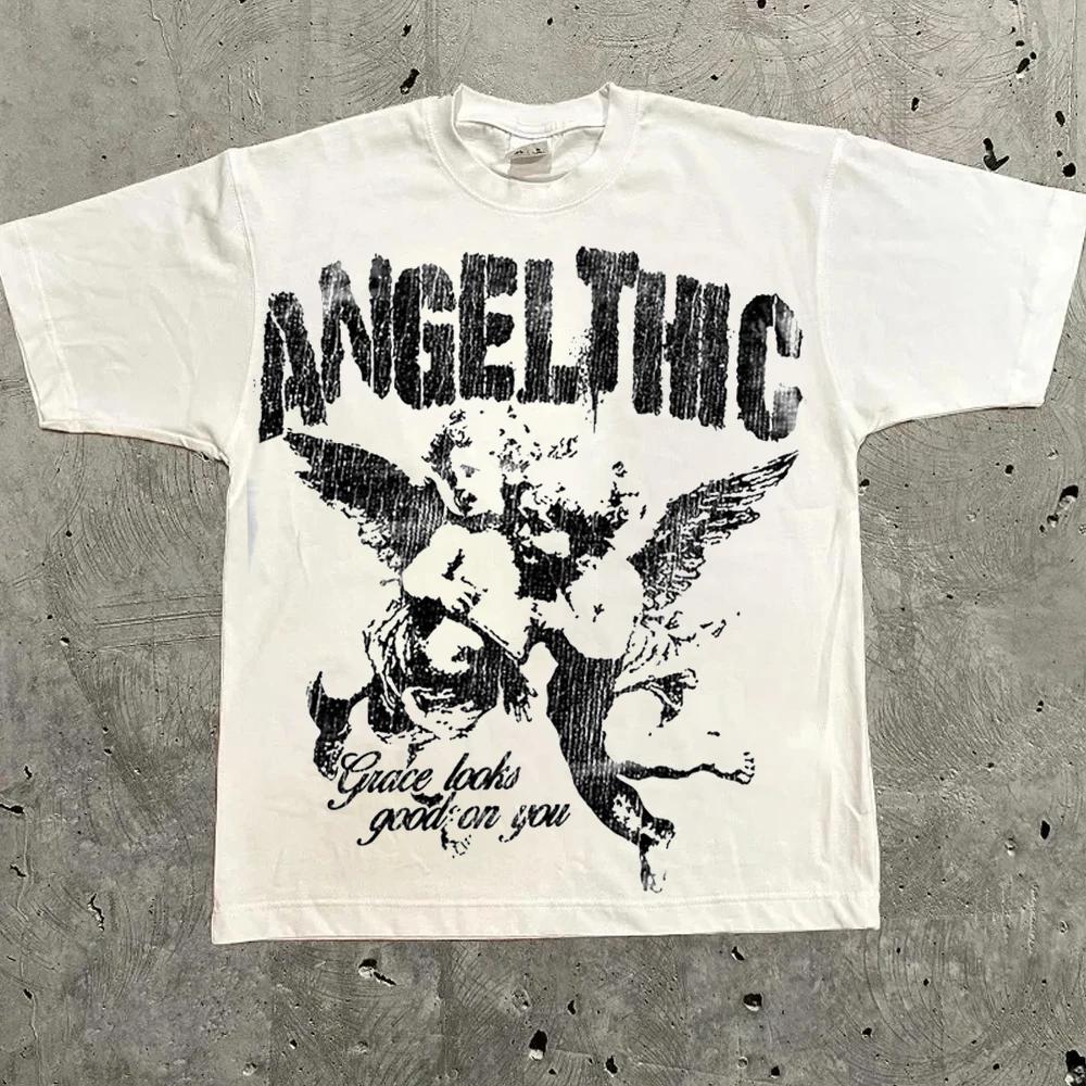 Summer Harajuku Letter Graphic T Shirts Y2k Tops Men Women Street Oversized T Shirt Vintage Tees Top Clothing
