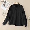 ZANZEA Women Turn Down Collar Loose Casual Long Sleeve Blouse