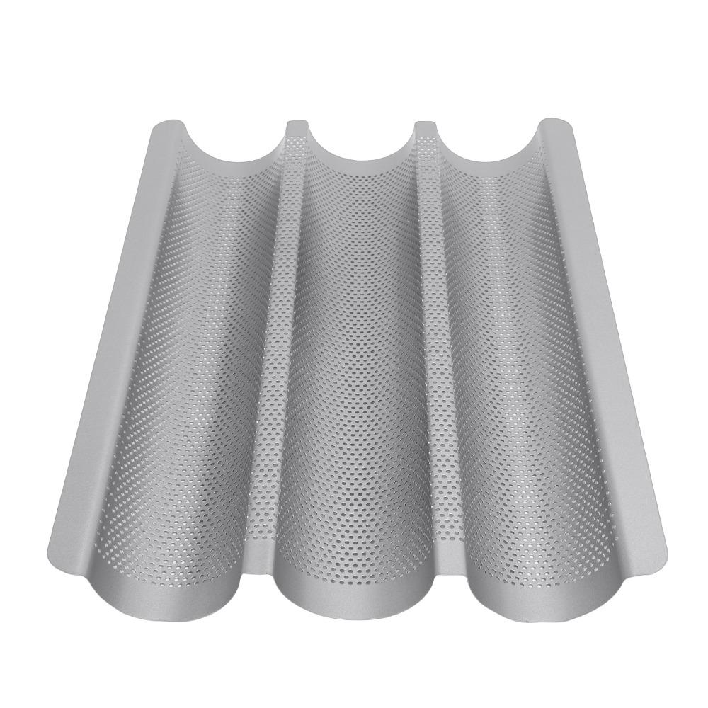 2PCS Carbon Steel Baguette Baking Pan Three Channel Bread Baking Tray French Bread Pan Bread Baking