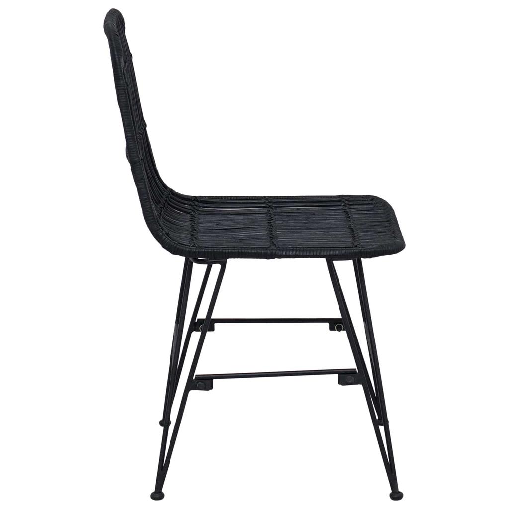 Dining Chair 2 Pcs Black 41 X 55 X 85 Cm Rattan and Steel