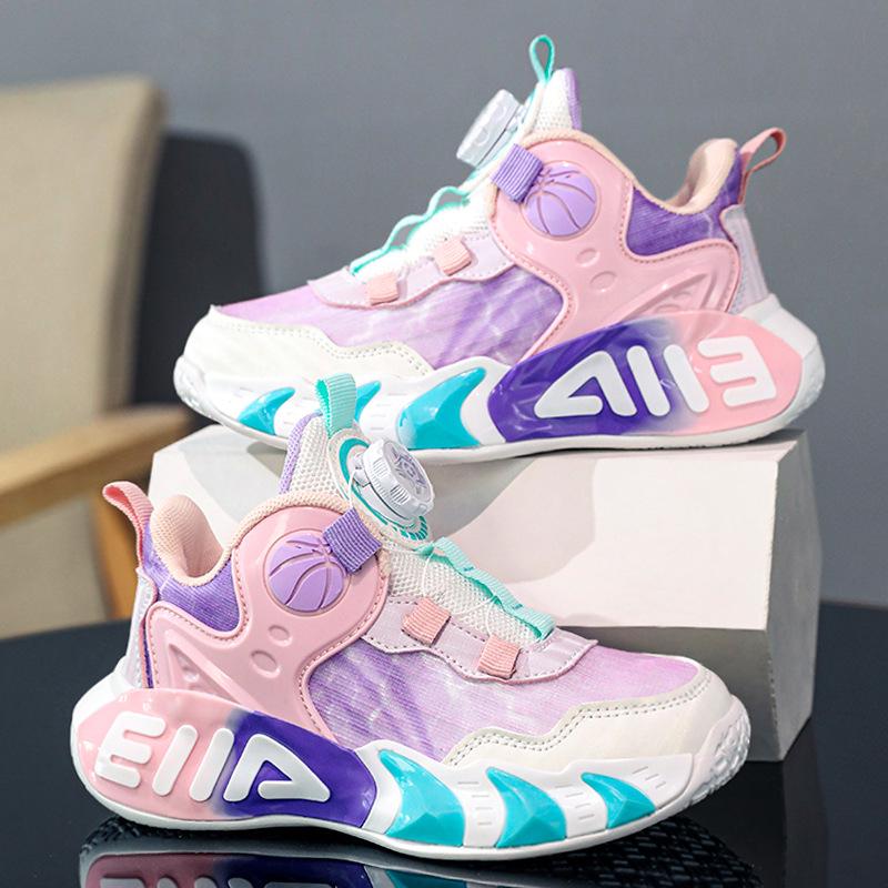 Boys White Basketball Shoes Summer 2025 New Children's Shoes Sports Little White Shoes Breathable Mesh Older Children and Students