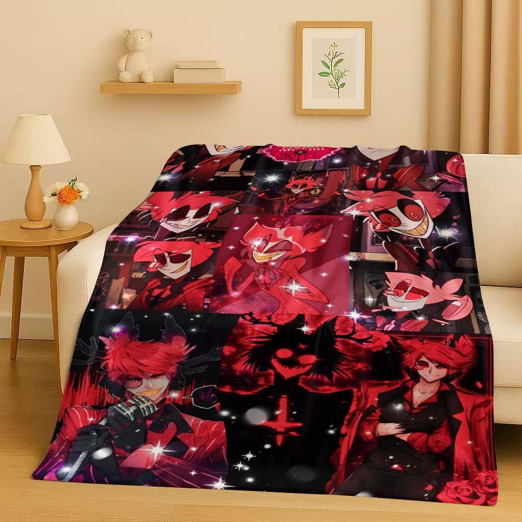 3D Cartoon H-Hazbin Hotel Angel Dust Alastor Flannel Blanket,Soft Warm Plush Throw for Home Bedroom Bed Sofa Cover Office Gift