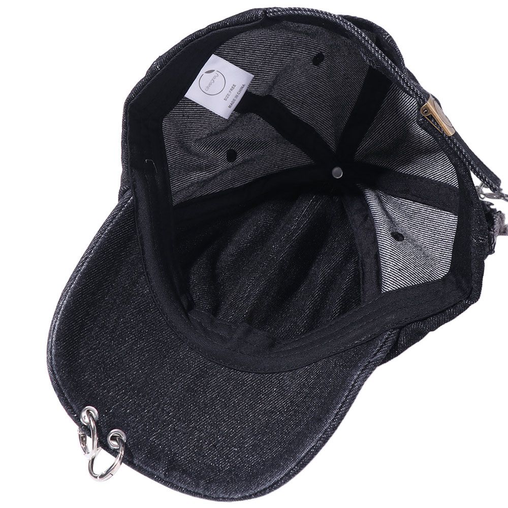 Welpenketten Dobermann Ohren Hut Hasenohren Snapback Kappe Riss-Denim Baseballkappe Mädchen