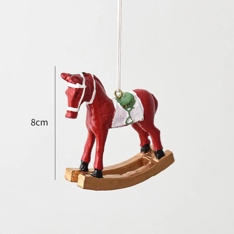 

Christmas Decoration Resin Pony Pendant Christmas Tree Decorations Fairy Garden Doll House Home Decor DIY Kids Toy New Year Gift