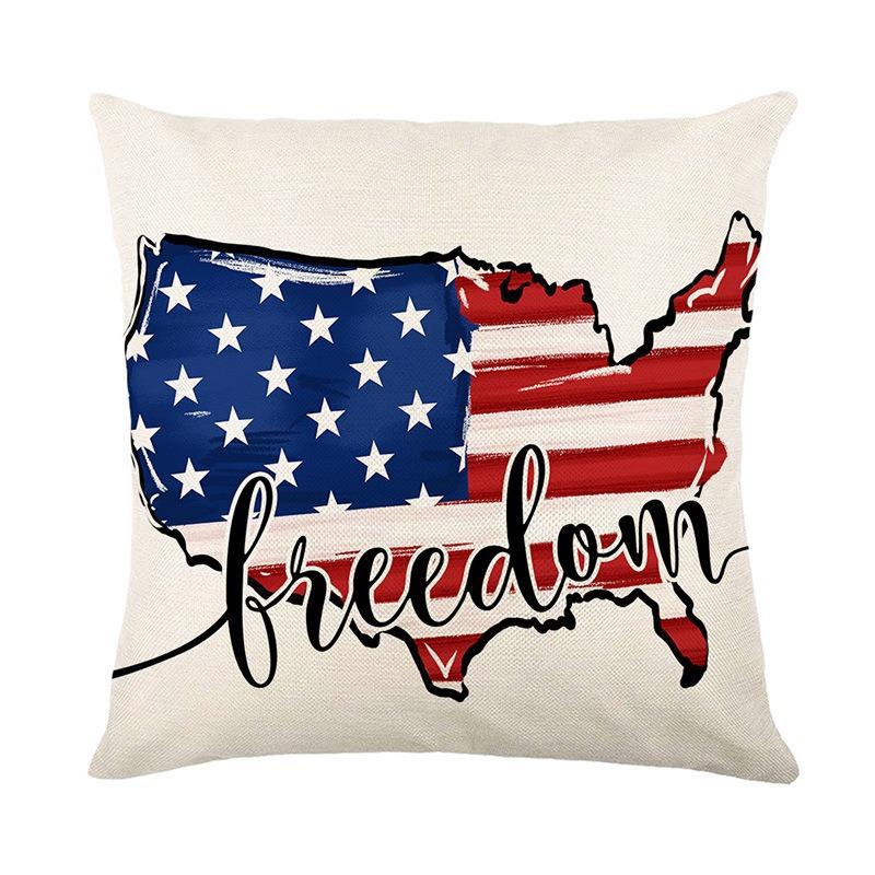 

Letters, Stars, Stripes Elements, Digital Printing, Independence Day Pillow Case, Sofa Bedside Resting Cushion Cover 45 * 45 without core