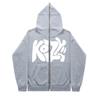 2025 American Style Oversized Autumn Winter Full Zip Fleece Hoodie Cardigan