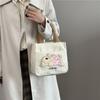 Trendy Canvas Shoulder Bag for Women Large Capacity Cute Bear Print Lunch Tote Handle Bag Comfortable and Texture Storage Bags