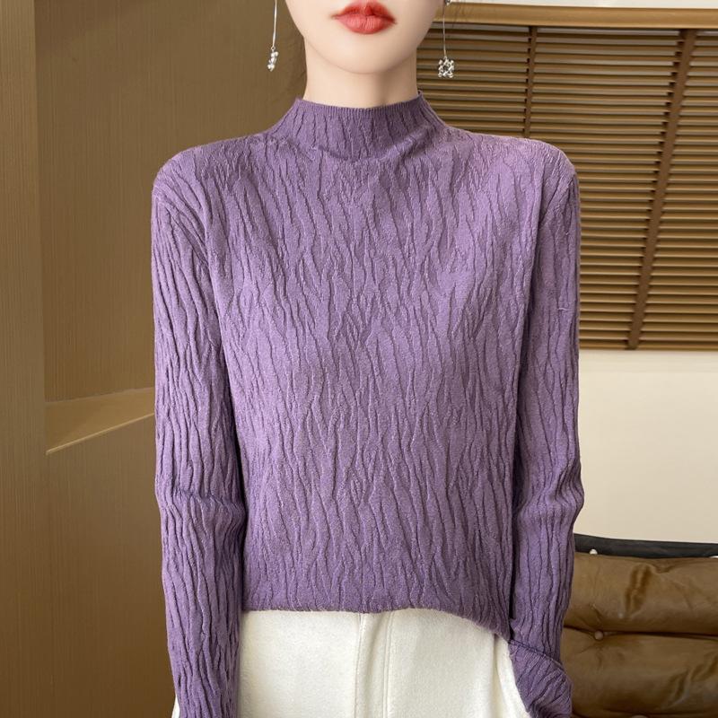 Autumn and Winter Pullover Sweater Women's Half-high Neck Knit Slim Bottoming Shirt