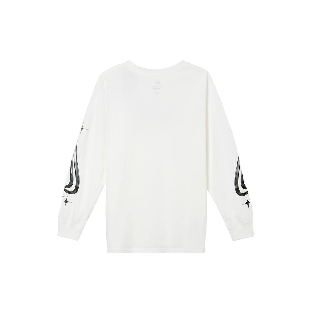 Nike Mønster med bokstaver Casual Pustende Rund hals Langermet T-skjorte Dame topper Hvit FQ5675-100