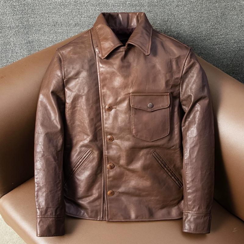 

Мужская куртка из натуральной кожи, сильно выстиранная куртка байкера, верхняя кожа коровьей кожи, верхняя одежда 5XL