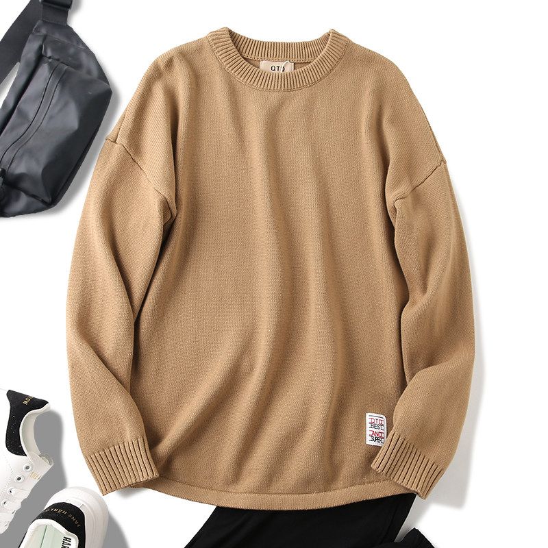 Loose Fit Export Men's Clothing Factory Cut-Label Surplus Autumn and Winter Casual Pure Cotton Crew Neck Pullover Sweater Jacket Trendy