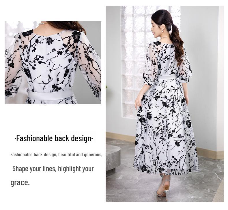 2025 Women's Plus Size Evening Banquet Dress - Slimming, Elegant, and Versatile Printed Design